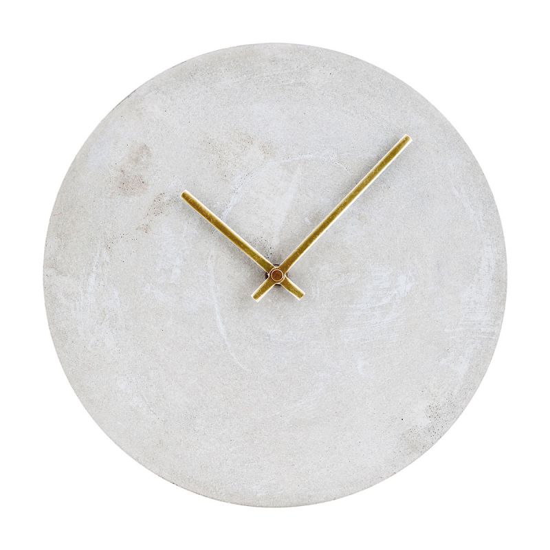 Watch Wanduhr von House Doctor, runde Beton-Uhr mit goldenen Zeigern, modernes Design für Wohnzimmer.